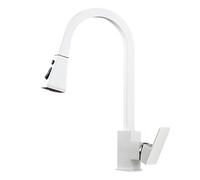 TYMYW Robinet Cuisine avec Douchette Extractible Blanc Pivotant À 360° Robinet Mitigeur Cuisine 2 Modes de Pulvérisation