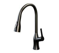 TYMYW Robinet Cuisine avec Douchette Extractible et 3 Modes Pivotant À 360° Robinet Cuisine Extractible Monotrou Laiton,Noir