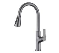 TYMYW Robinet Cuisine Extractible Rotatif À 360° Mitigeur Evier avec Douchette Extractible avec 3 Modes Poignée Unique Laiton,Gris