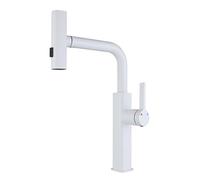 TYMYW Robinet Cuisine Inox Brossé avec Douchette 3 Modes Poignée Unique Mitigeur Cuisine Extractible Rotatif À 360° Monotrou,Blanc