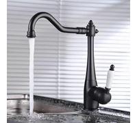 TYMYW Robinet Cuisine Laiton Pivotant À 360 ° Robinet Cuisine Mitigeur bec Haut À Poignée Unique Monotrou,Rétro Noir