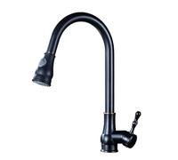 TYMYW Robinet Cuisine Mitigeur avec Douchette Extractible 2 Modes Robinet de Cuisine Antique Noir Rotatif À 360° Laiton Trou Unique