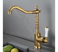 TYMYW Robinet Cuisine Mitigeur bec Haut Pivotant À 360 Robinet Cuisine À Poignée Unique Monotrou en Laiton,Rétro