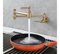TYMYW Robinet Cuisine Mural Eau Froide Robinet de Remplissage de Casserole Pliable avec Bras Pivotant À Double Joint,Or Brossé