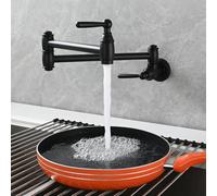 TYMYW Robinet Cuisine Mural Eau Froide Robinet de Remplissage de Casserole Pliable avec Bras Pivotant À Double Joint,Noir