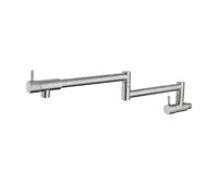 TYMYW Robinet Cuisine Pliable Robinet de Remplissage de Pot À Double Poignée Mural Simple Froid À Bras Oscillant À Double en Acier Inoxydable,Argent Brossé