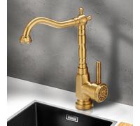 TYMYW Robinet Cuisine Retro Laiton bec Pivotant A 360 Robinet Cuisine Mitigeur Haut Poignée Unique Monotrou