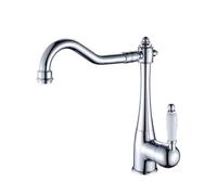 TYMYW Robinet Cuisine Retro Laiton Pivotant À 360 ° Robinet Cuisine Mitigeur bec Haut À Poignée Unique Monotrou,Chromé