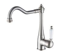 TYMYW Robinet Cuisine Retro Laiton Pivotant À 360 ° Robinet Cuisine Mitigeur bec Haut À Poignée Unique Monotrou,Brossé