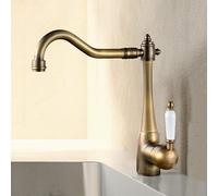 TYMYW Robinet Cuisine Retro Laiton Pivotant À 360 ° Robinet Cuisine Mitigeur bec Haut À Poignée Unique Monotrou,Rétro