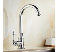 TYMYW Robinet Cuisine Retro Laiton Pivotant A 360 Robinet Cuisine Mitigeur bec Haut Poignée Unique Monotrou,Chromé