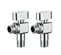 TYMYW Robinet D'Arret Mural en Laiton 2 Pièces Vanne D'Angle 1/2 Chaud et Froid de Vanne À Bille pour Salle de Bains/Cuisine,Chromé