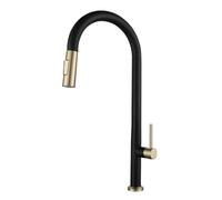TYMYW Robinet de Cuisine avec Douchette Extractible À Double Mode Pivotant À 360° Robinet Mitigeur Cuisine Monotrou,Noir + Or