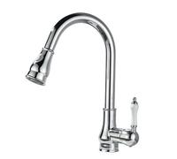 TYMYW Robinet de Cuisine avec Douchette Extractible À Double Mode Rotatif À 360° Robinet Mitigeur Cuisine À Poignée Unique,Argent Rétro