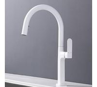 TYMYW Robinet de Cuisine avec Douchette Extractible À Poignée Unique Rotatif À 360° Mitigeur Cuisine avec Douchette 2 Modes,Blanc