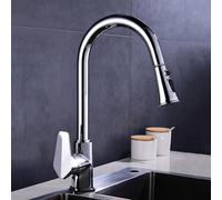 TYMYW Robinet de Cuisine avec Douchette Extractible Mitigeur avec 2 Modes Robinet Cuisine Rotatif À 360° en Laiton,Chromé