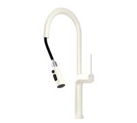 TYMYW Robinet de Cuisine avec Douchette Extractible Rotatif À 360° Mitigeur Cuisine Laiton avec Douchette 3 Modes Monotrou,Blanc Laiteux