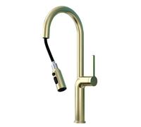 TYMYW Robinet de Cuisine avec Douchette Extractible Rotatif À 360° Mitigeur Cuisine Laiton avec Douchette 3 Modes Monotrou,Or