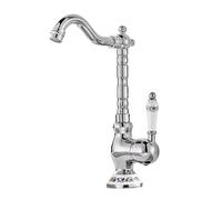 TYMYW Robinet de Cuisine Bec Pivotant A 360 Mitigeur Evier À Poignée Unique Robinet Cuisine Laiton Trou Unique Argent Antique