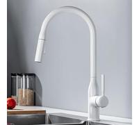 TYMYW Robinet de Cuisine Blanc avec Douchette Extractible Rotatif À 360° Mitigeur Cuisine avec Douchette 2 Modes Poignée Unique