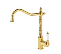 TYMYW Robinet de Cuisine en Laiton Antique Mitigeur Evier Pivotant À 360 ° Poignée Unique Robinet Monotrou Cuisine,Or