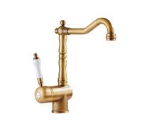 TYMYW Robinet de Cuisine en Laiton Antique Pivotant À 360 ° Robinet Évier Cuisine Retro Mitigeur À Poignée Unique Monotrou