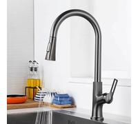 TYMYW Robinet de Cuisine Évier, Robinet Cuisine Douchette Extractible 2 Modes Poignée Unique Rotatif À 360° Chaude Et Froide,Gris