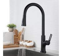 TYMYW Robinet de Cuisine Évier, Robinet Cuisine Douchette Extractible 2 Modes Poignée Unique Rotatif À 360° Chaude Et Froide,Noir