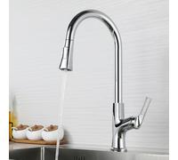 TYMYW Robinet de Cuisine Évier, Robinet Cuisine Douchette Extractible 2 Modes Poignée Unique Rotatif À 360° Chaude Et Froide,Chromé