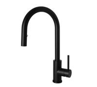 TYMYW Robinet de Cuisine Extractible Poignée Unique Rotatif À 360° Robinet Cuisine Mitigeur avec Douchette 2 Modes,Noir