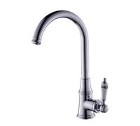 TYMYW Robinet de Cuisine Mitigeur Évier À Poignée Unique Argent Antique Laiton Pivotant À 360 Poignée Céramique Trou Unique