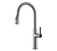 TYMYW Robinet de Cuisine Mitigeur Évier avec Douchette Extractible avec 3 Modes Pivotant À 360° Poignée Unique Monotrou,Brossé