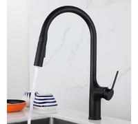 TYMYW Robinet de Cuisine Mitigeur pour Evier avec Douchette 2 Modes Rotatif À 360° Robinet Cuisine Extractible Poignée Unique,Noir