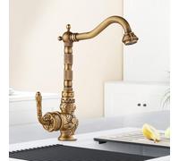 TYMYW Robinet de Cuisine Retro Laiton bec Haut Robinet Cuisine Pivotant À 360 À Poignée Unique Mitigeur Evier Monotrou