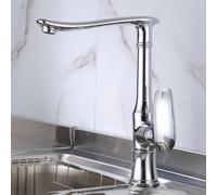 TYMYW Robinet de Cuisine Retro Pivotant À 360 ° Robinet Mitigeur Cuisine Laiton À Poignée Unique Monotrou,Chromé