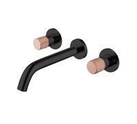 TYMYW Robinet de Lavabo Encastré 3 Trous Double Poignée Robinet Salle Bain Mitigeur Buse 21 Cm en Laiton,Noir