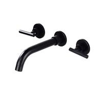 TYMYW Robinet de Lavabo Encastré À Double Poignée Rotatif Robinet Salle Bain Mitigeur en Laiton,Noir