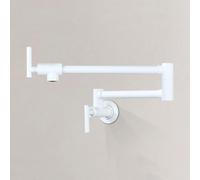TYMYW Robinet de Remplissage de Casserole Pliable Mural Robinet Cuisine Laiton Eau Froide avec Bras Pivotant À Double Joint,Blanc