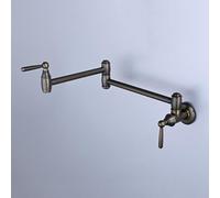 TYMYW Robinet de Remplissage de Casserole Pliable Mural,Robinet Évier Cuisine Eau Froide avec Bras Pivotant À Double Joint,Antique