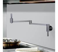 TYMYW Robinet de Remplissage de Marmite Mural Robinet Pliable Cuisine Eau Froide avec Bras Pivotant À Double Joint,Gris
