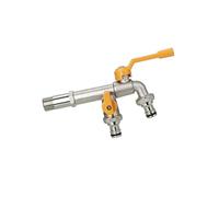 TYMYW Robinet Double Sortie Jardin Raccord De 1/2 Pouces avec 2 Raccords De Tuyaux, Robinet De Jardin En Laiton Antigel Jaune Chromé