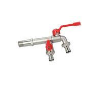 TYMYW Robinet Double Sortie Jardin Raccord De 1/2 Pouces avec 2 Raccords De Tuyaux, Robinet De Jardin En Laiton Antigel Rouge Chromé