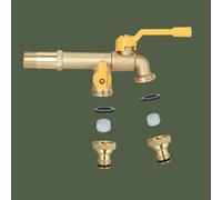 TYMYW Robinet Double Sortie Jardin Raccord De 1/2 Pouces avec 2 Raccords De Tuyaux, Robinet De Jardin En Laiton Antigel Jaune Cuivré