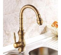 TYMYW Robinet Évier Cuisine Retro en Laiton Robinet de Cuisine Haut Rotatif À 360 ° Mitigeur Evier Poignée Unique Monotrou