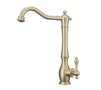 TYMYW Robinet Évier Cuisine Retro Pivotant À 360 ° À Poignée Unique Robinet Mitigeur Cuisine Laiton Monotrou,Or