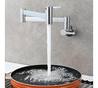 TYMYW Robinet Evier de Cuisine Mural Pliable Robinet de Remplissage de Marmite Eau Froide avec Bras Pivotant À Double Joint,Chromé