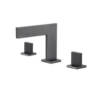 TYMYW Robinet Lavabo 3 Trous À Double Poignée Robinet Salle De Bain Cascade Eau Chaude Et Froide Laiton,Gris Brossé