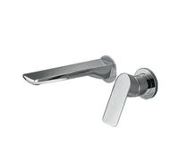 TYMYW Robinet Lavabo Encastré À Double Trous Robinet Salle de Bain Encastré À Poignée Unique Mitigeur Laiton,Argent Chromé