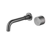 TYMYW Robinet Lavabo Mural À 360 ° Rotatif Double Trou Robinet de Lavabo Encastré Poignée Unique Mitigeur Laiton,Gris Brossé