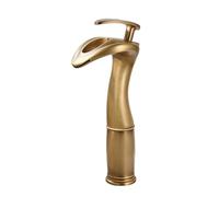 TYMYW Robinet Lavabo Salle de Bain Haut Antique Mitigeur Cascade Vasque À Poser Poignée Unique Monotrou En Laiton